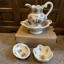 Staffordshire Ironstone Decorative Wash Bowl and Jug Set Vintage