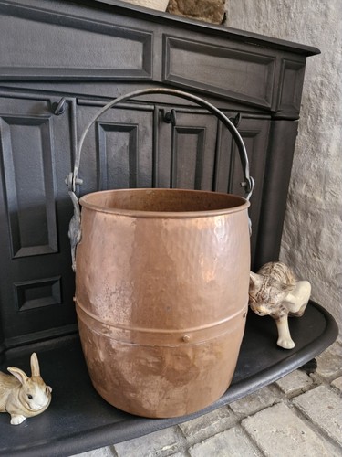 Vintage hammered copper bucket - vintage,