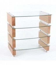Custom Design Milan 6 Table with 4 Shelves, Oak & Clear Glass - Ex Dem