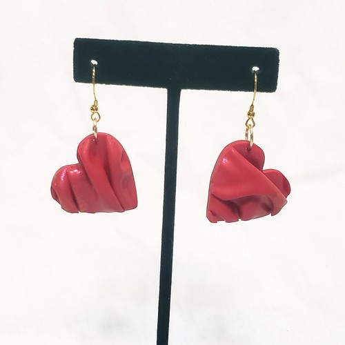 Draped red heart polymer clay - heart,