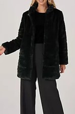 Centigrade Coat Black 2XL Faux Fur Swing Pockets Glamorous Panelled Effect work