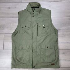 PG Field Vest Gilet Mens Size L Khaki Green Cotton Weave Cord Hunting Fishing