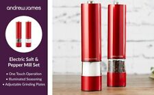 Salt and Pepper Mill Set Large Stainless Steel Electronic in Red