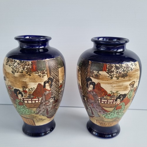 Japanese satsuma mirrored - mirrored, pair