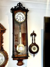 1850 Rare Biedermeier Single Weight Vienna Rosewood & Walnut Wall Clock - Mint