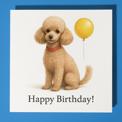 Toy poodle dog happy - -,