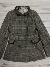 Women's Joules Augusta tartan tweed Wool Coat jacket mallalieu's of delph XS 