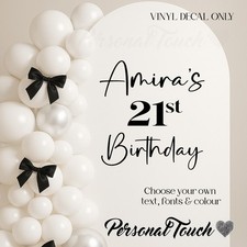 Personalised Birthday Vinyl Decal for Sail Board Backdrop Balloon Sign Party