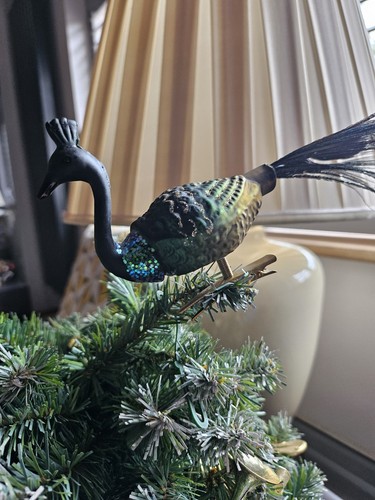 Glass blown peacock christmas - blown,