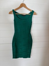 MISS SELFRIDGE PETITE SIZE 4 BODYCON MINI DRESS GREEN CHIRISTMAS PARTY