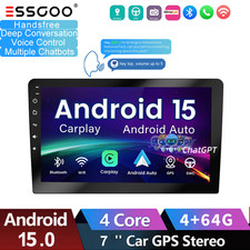 4+64GB CarPlay Android 15 Double 2DIN Car Stereo Radio GPS NAV SAT BT Head Unit