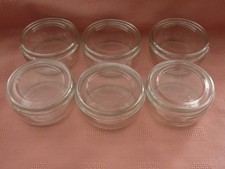 6X GLASS RAMEKIN DESSERT DISHES POTS RAMEKINS WITH CLEAR PLASTIC LIDS