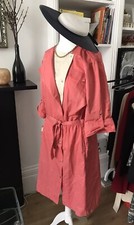 1970s Vintage Coral Color Knee Length Dress With Front Metal Press Snap Studs