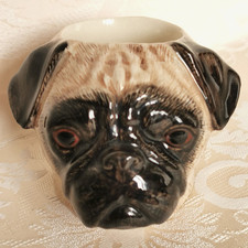 QUAIL CERAMICS,  PUG DOG, EGG CUP