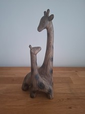Giraffe family wooden ornament