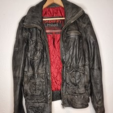 Superdry limited leather tarpit bomber jacket size medium black