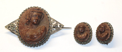 Victorian carved cameo - carved, brooch