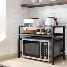 Adjustable Microwave Oven & Rice Cooker Rack Single-Layer Kitchen Storage Shelf