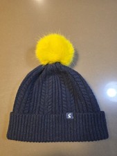 Joules Hat  Navy With Yellow Pom Pom  Bobble   One Size
