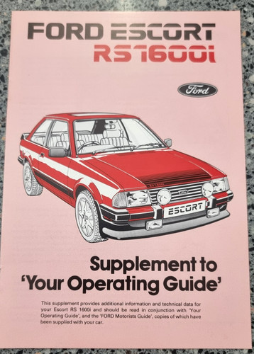 Ford escort rs1600i supplement - ford,