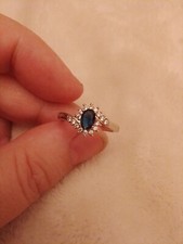 Beautiful Silver Coloured Metal Ring With Wave Style Crystal Halo UK Size N+1/2