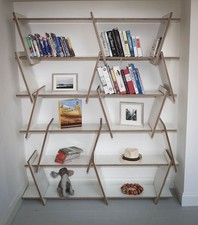 Stylish contemporary bookcase made from birch plywood in white melamine