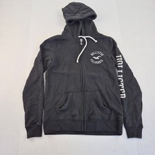 HOLLISTER Hoodie Small Black Men's Cotton Blend Zip Up California Branding