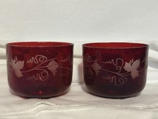 2 Antique Bohemian Ruby Red