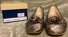 Vintage Riva Ballerinas Pumps Bronze Fabric La Rochelle Size 38 Made In Italy