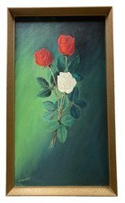 Original Vintage Oil Painting Still Life Roses Signed W E Mumford Framed 1960's
