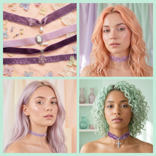 Lilac choker necklace - necklace, wedding