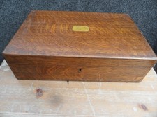 Antique Oak 2 Drawer Cutlery Canteen Box with Brass Lock (ACME) & Insert