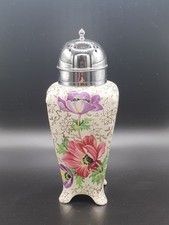Vintage 1940s Midwinter Anemone Semi-porcelain And Chrome Sugar Sifter Or Shaker