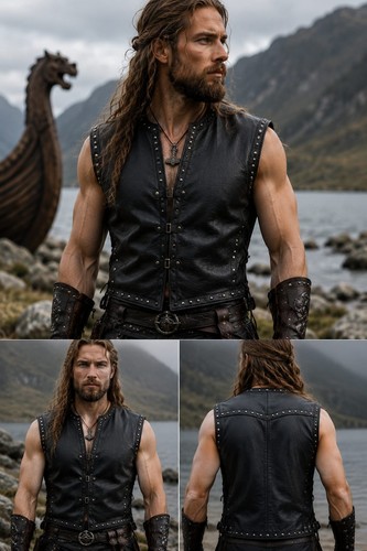 Men black studded viking - black,