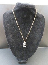 14 Carat Gold Cable Chain with Diamante E Initial Pendant