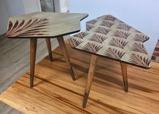 Mid Century Complimentary Pair Bedside/ Occasional/ Coffee Tables Formica & Wood