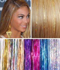 40" HAIR Tinsel Bling EXTENSIONS Sparkly Highlight Streak Xmas New Year Club