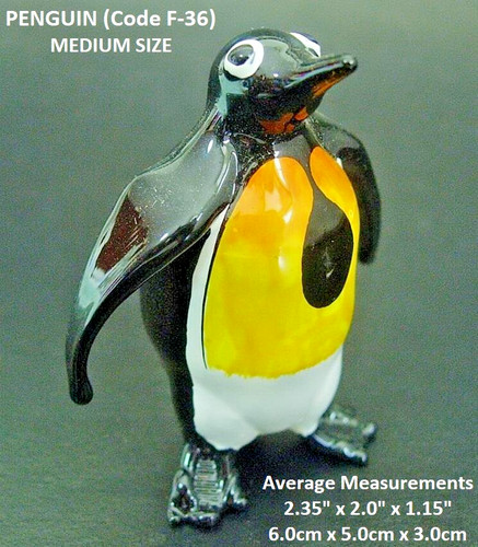 Handmade glass penguin black - penguin,
