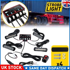 Car Amber Recovery Strobe Marker Light Flashing Light Bar Beacon 4x 6 LED 12/24V