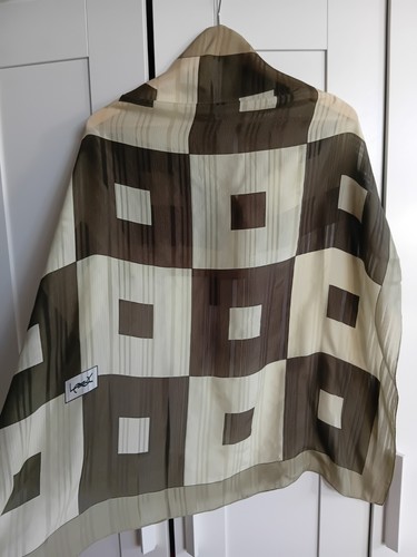 Ysl silk scarf olive check - silk,