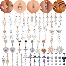 Belly Bars Crystal Dangly Bar