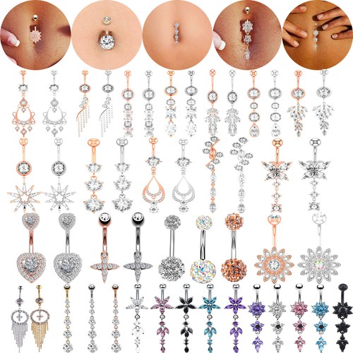Belly bars crystal dangly - crystal,