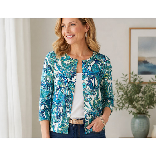 Chaps blue green paisley knit - blue,