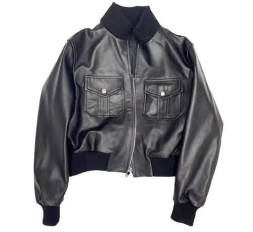New genuine leather bomber - new,