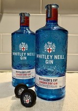 Empty 2 x WHITLEY NEILL London Dry Gin Bottles 70cl + Lids - RECYCLE UPCYCLE