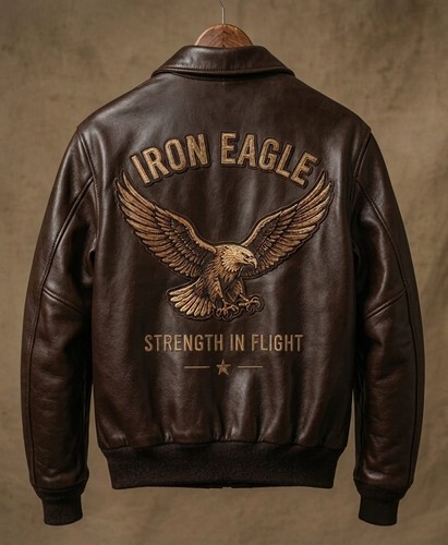 Ww2 brown leather bomber - brown,