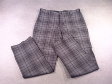Nike Golf Mens Golf Trousers Grey Plaid W37 L34 Straight Leg Zip Fly Snap Logo