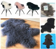 Genuine Mongolian Tibetan Sheepskin Rug LAMB SKIN Soft WOOL Hide Pelt RUG THROW