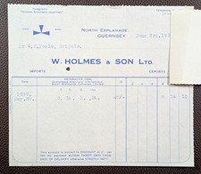 1939 W Holmes and Son Ltd Welsh Anthracite Coal Merchants Guernsey Invoice