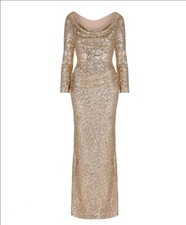 Bombshell HQ Katya Wildman Gold Sequin Floor Length gown Size 14